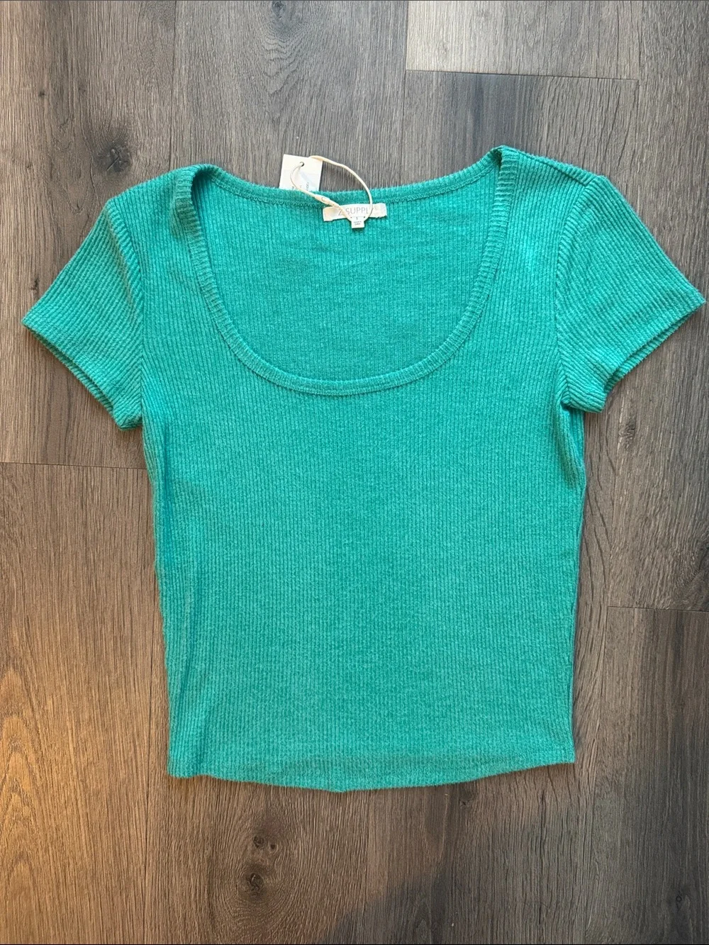 Z Supply Green Ribbed Flare Pants + Scoop Top Set